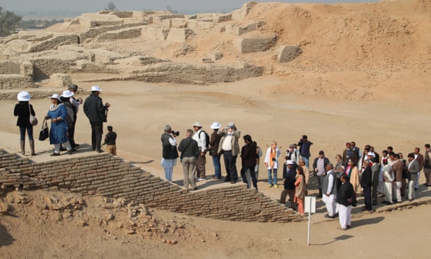 Visitors at the archeological site of Mohenjo-daro in Sindh province, Pakistan