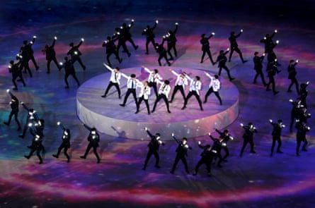 EXO perform during the closing ceremony of the 2018 Winter Olympics in Pyeongchang.