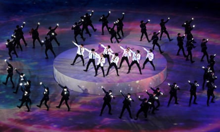 EXO performing during the closing ceremony