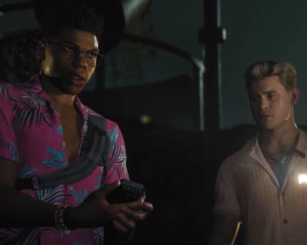 Two male characters in a dark space in the game Until Dawn 2