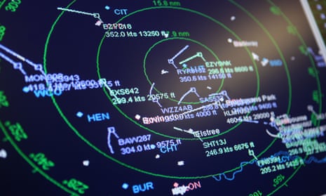An air traffic control radar screen.