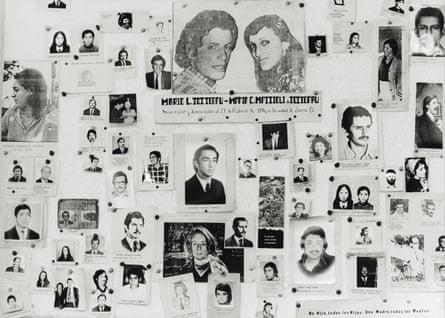 Photos of young people who disappeared under the dictatorship are pinned to a noticeboard at the office of Mothers of Piazza di Maggio, formed by the mothers of the desaparecidos.