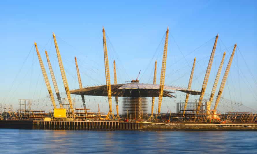 The Millennium Dome during construction.