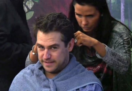 Having his hair cut by Katie Price on Celebrity Big Brother in 2015.