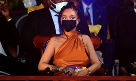 Rihanna at a ceremony in Bridgetown to mark the birth of Barbados as a republic.