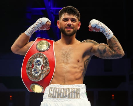 Joe Cordina with his IBF super-featherweight belt.