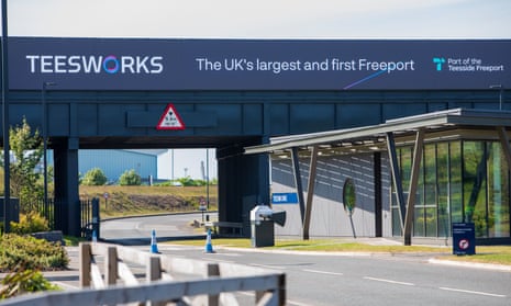 The entrance to Teesworks. The review into the regeneration project at Redcar was ordered by the levelling up secretary, Michael Gove in May 2023.