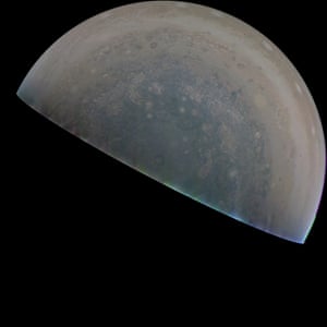 In addition to images of Jupiter’s great red spot, the Juno spacecraft also returned a raw image of the plant’s south pole
