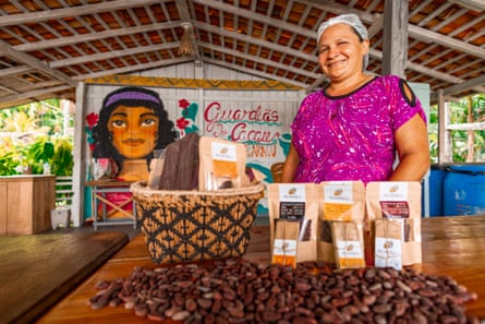 Valdirena Souza, 46, one of the eight women in the Cocoa Guardians group, who produce chocolate in Acaraçu, in Acará.