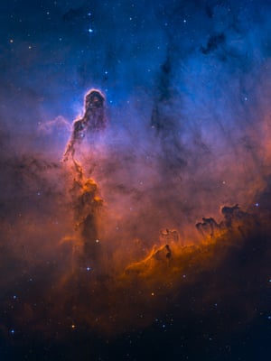 Stars and nebulae highly commended: The Misty Elephant’s Trunk by Min Xie (US)The photographer imaged IC 1396, known as the Elephant’s Trunk, in the Hubble palette from my light-polluted backyard in Coppell, Texas. This image presents the Elephant’s Trunk surrounded by the emission clouds with a misty feeling and an emphasised blue doubly-ionised oxygen area as the background. It gives the feeling of the trunk emerging from the distance