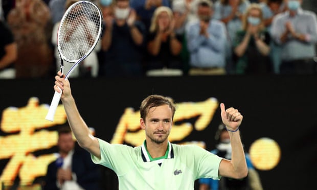 Daniil Medvedev acknowledges the crowd after his victory over Stefanos Tsitsipas in the semi-finals of the Australian Open