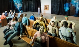 … One of Oscar Murillo’s installations.