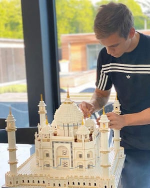 Leandro Trossard applies the finishing touches to his Lego Taj Mahal: ‘It filled a lot of hours.’