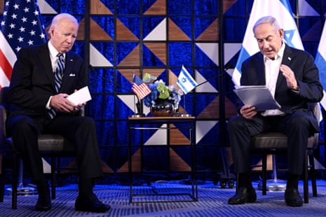 The US president, Joe Biden (left), and Israel’s prime minister, Benjamin Netanyahu