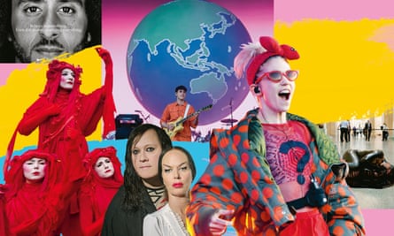 Clockwise from top left: Nike; Vampire Weekend; Liberate Tate; Grimes; Anohni; Extinction Rebellion