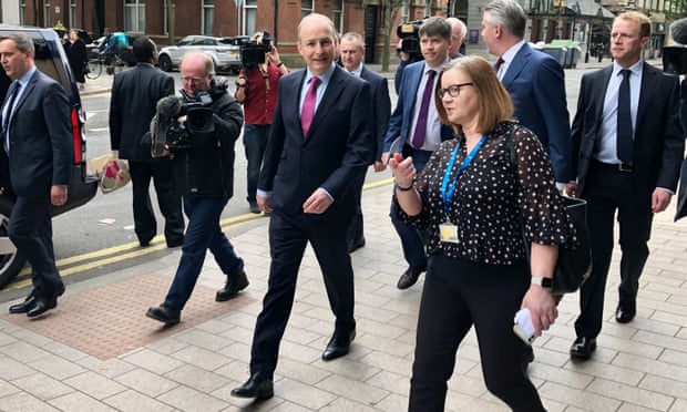 Micheál Martin arrives at Grand Central hotel in Belfast on Friday