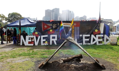 “Sovereignty never ceded”, a 2015 photograph of the Redfern Tent embassy, hangs in the Art gallery of NSW.