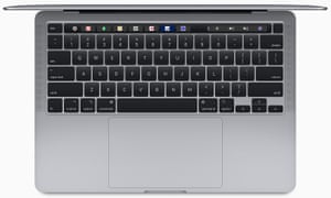 apple 13in macbook pro laptop keyboard from above