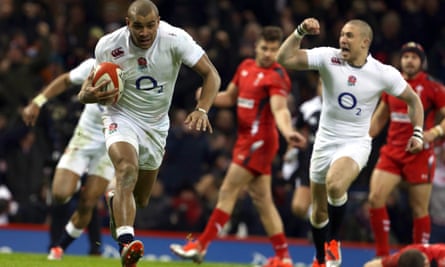 Jonathan Joseph scores a try in England’s impressive 21-16 win over Wales in Cardiff.