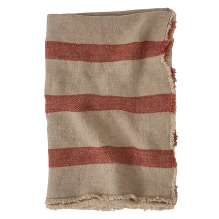 Toast Stripe linen throw
