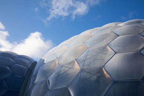 Sunlight and shadows over the rainforest biome roof.