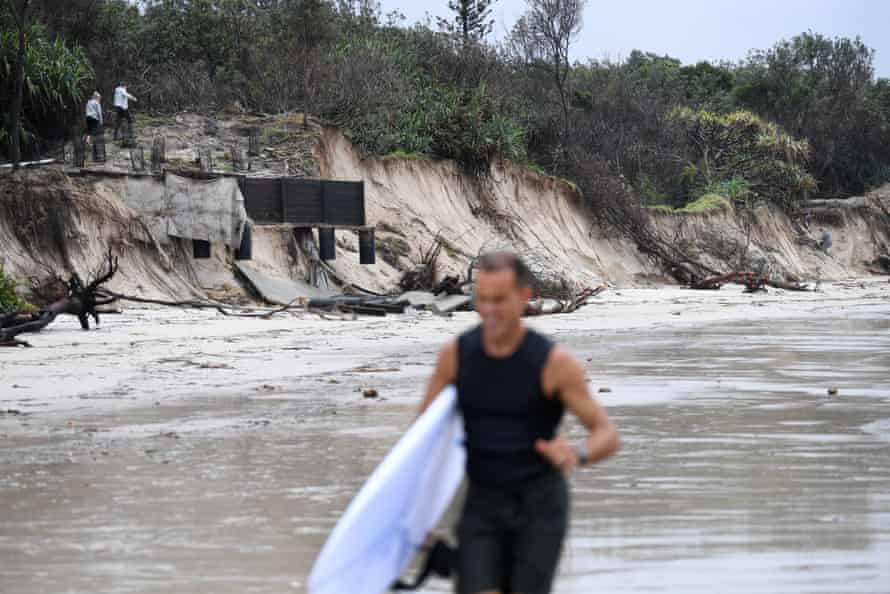 Erosion damage to Clarkes beach at Byron Bay in December 2020.