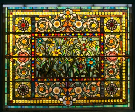 One of 22 stained glass windows on Macy’s basement floor in the Pedway.