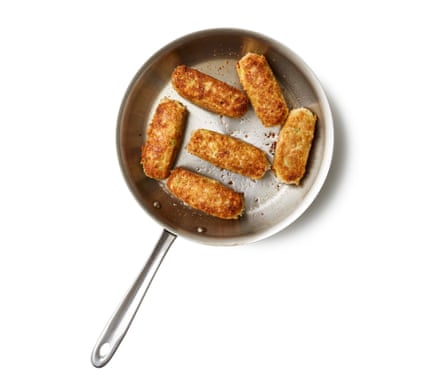 Fry gently, then bake Melt the remaining butter in a frying pan on a medium-high heat. Once it’s hot, lay in the sausages and cook until lightly golden on one side, making sure the breadcrumbs are all coated in the melted butter. Turn to brown the other side,