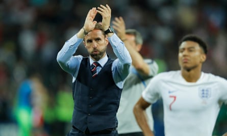 Gareth Southgate applauds the England fans after the final whistle.