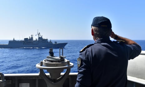 Greek warships take part in a military exercise in the eastern Mediterranean sea in August.