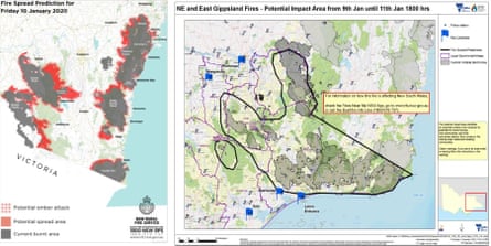 Fire maps for 10 January 2020 in NSW