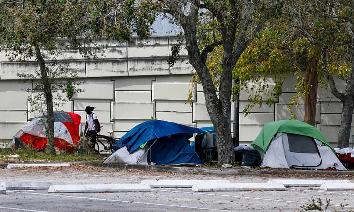 Three tents set up next to trees.