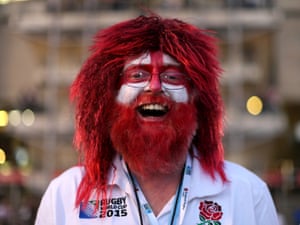 This England fan has gone above and beyond by dying his beard and wearing that wig 