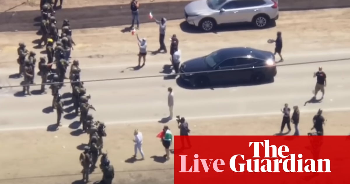 Federal officers use force on protesters during immigration raids at California farms – as it happened
