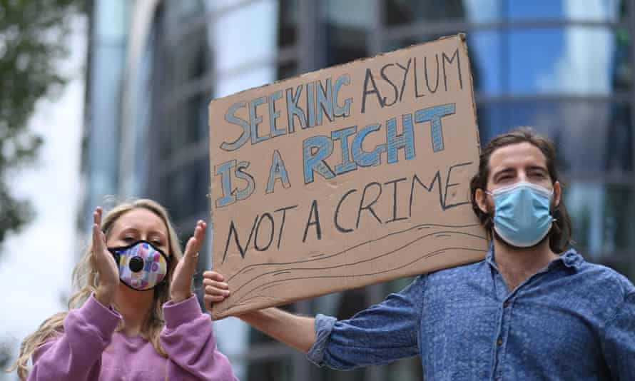 A demonstration outside the Home Office in August 2020 over the government’s deportation policies.