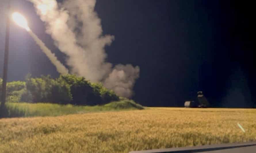 A view shows a M142 High Mobility Artillery Rocket System (HIMARS) is being fired in an undisclosed location, in Ukraine in this still image obtained from an undated social media video uploaded on June 24, 2022 via Pavlo Narozhnyy/via REUTERS