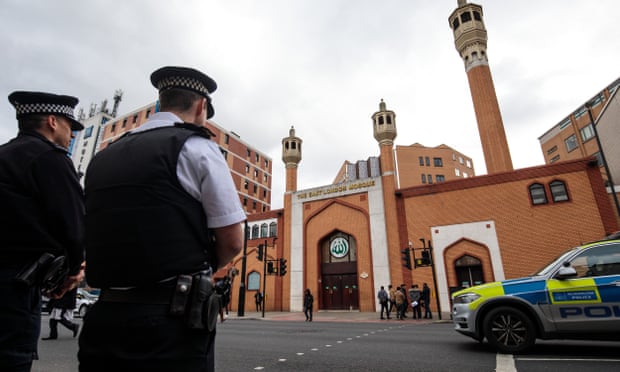Police outside the East London mosque