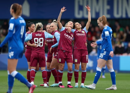 WSL and Continental Cup final: talking points from the weekend’s action | Women's football 1 Rachel Daly and Kenza Dali point to the sky after Dali struck early in the victory over Everton.