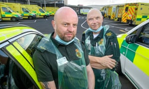 Paramedic Lee Davies (left) and technician Keith Rogers at Grange University Hospital near Pontypool.