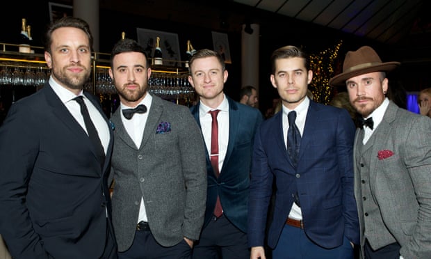 Matley (centre) pictured with the Overtones in London, November 2015.