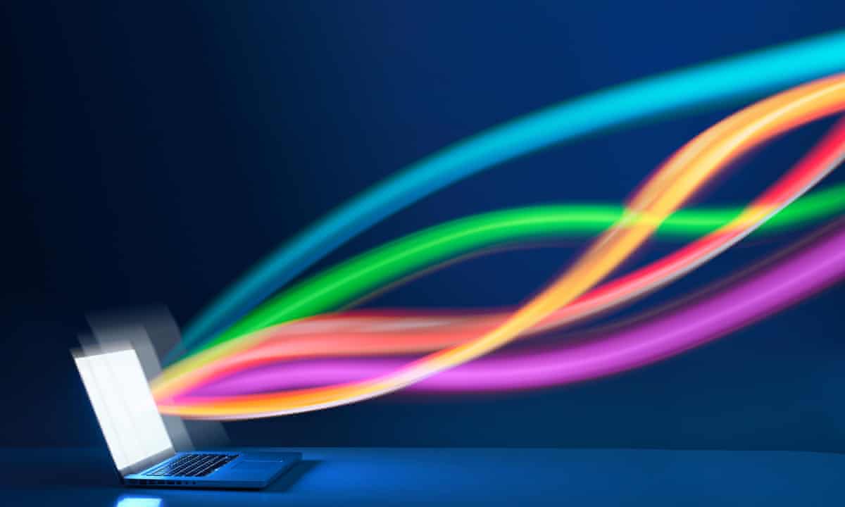 Laptop computer streaming data.