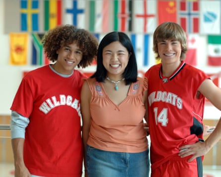 Rachel Chang with Corbin Bleu and Zac Efron on the set of High School Musical in 2005