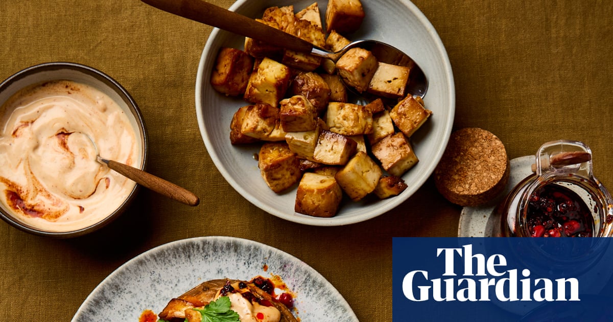 Meera Sodha's recipe for jacket sweet potato with smoked tofu, slaw and crispy chilli mayo | Meera Sodha recipes