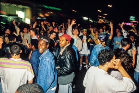 Fabio and Grooverider observe a street party on Tottenham Court Road by Dave Swindells (1988)