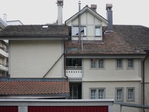 Building with cat ladder on roof