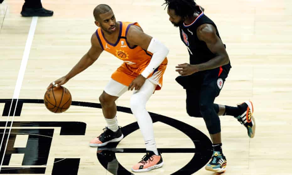 Chris Paul in action against Los Angeles Clippers during the NBA Western Conference finals