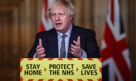Boris Johnson during a press conference marking the anniversary of the first Covid lockdown.