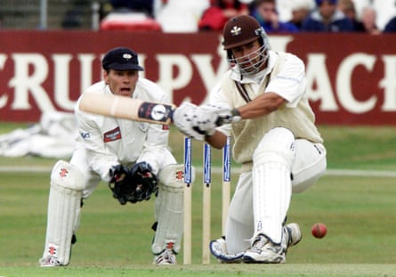 Adam Hollioake batting for Surrey in 2001 as Yorkshire’s Richard Dawson keeps wicket