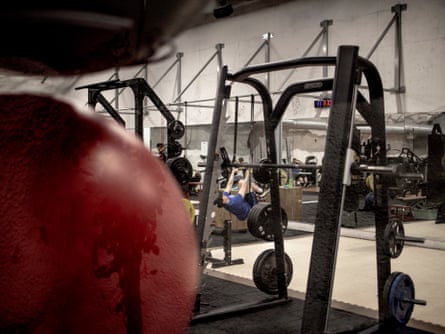 The Hakaniemi bunker in Helsinki, containing gym equipment.