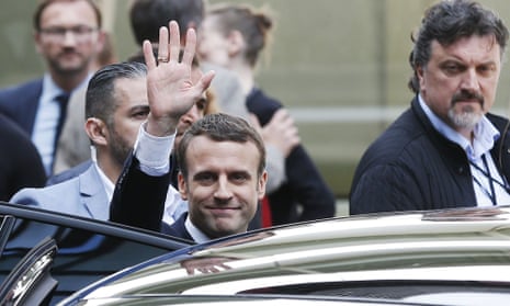 Emmanuel Macron leaving the Musée du Quai Branly yesterday